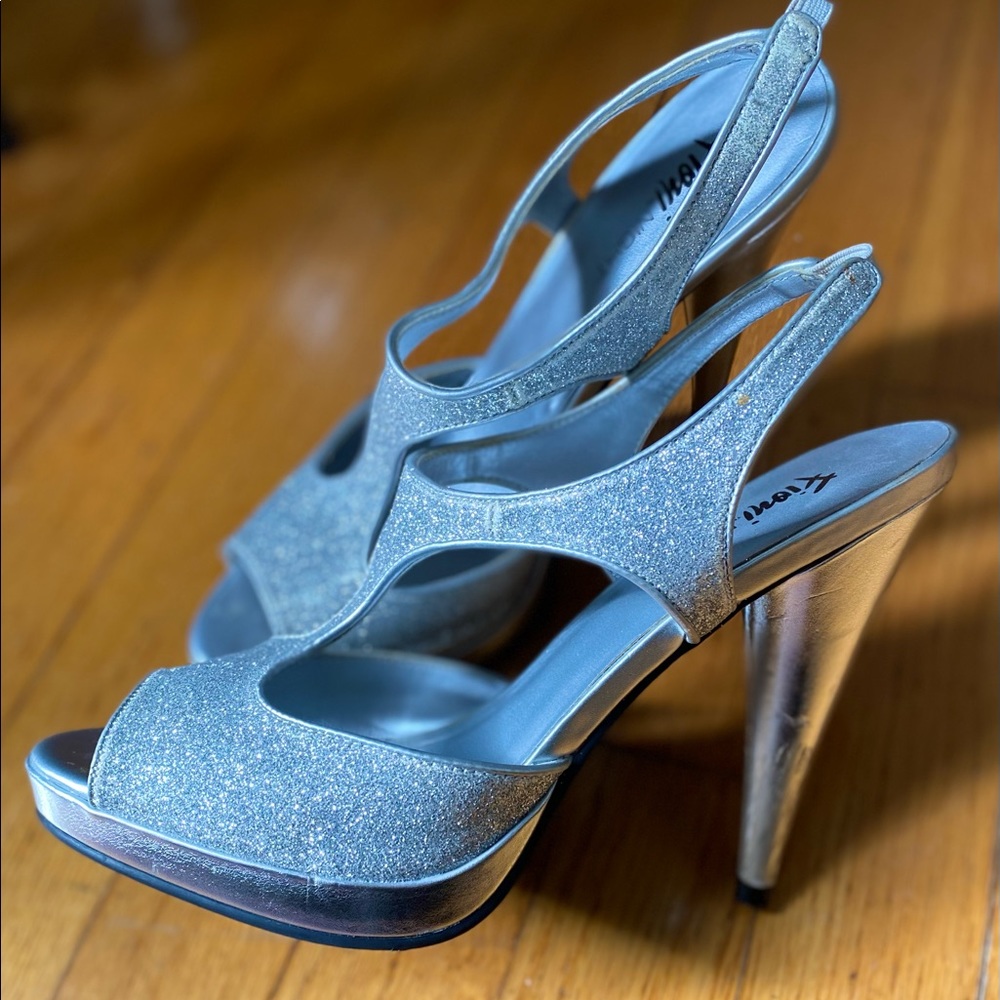 Silver platform heels